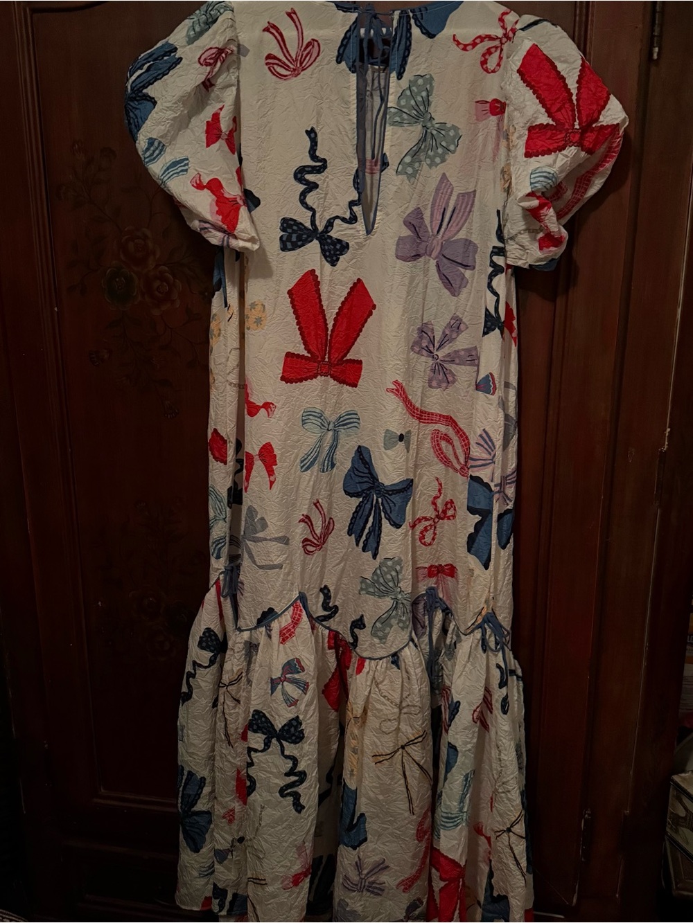 Free People Tied In A Bow Floral Multicolor Puff-Sleeve Midi Dress - Picture 6 of 6